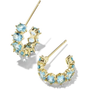 image:imageKendra Scott Cailin Crystal Huggie Earrings Fashion Jewelry For WomenGOLD  AQUA CRYSTAL