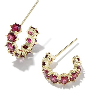 image:imageKendra Scott Cailin Crystal Huggie Earrings Fashion Jewelry For WomenGOLD  BURGUNDY CRYSTAL
