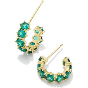 image:imageKendra Scott Cailin Crystal Huggie Earrings Fashion Jewelry For WomenGOLD  GREEN CRYSTAL