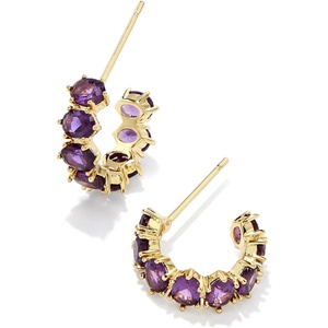 image:imageKendra Scott Cailin Crystal Huggie Earrings Fashion Jewelry For WomenGOLD  PURPLE CRYSTAL