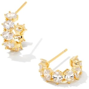image:imageKendra Scott Cailin Crystal Huggie Earrings Fashion Jewelry For WomenGOLD METAL  WHITE CUBIC ZIRCONIA
