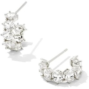 image:imageKendra Scott Cailin Crystal Huggie Earrings Fashion Jewelry For WomenRHODIUM METAL  WHITE CUBIC ZIRCONIA