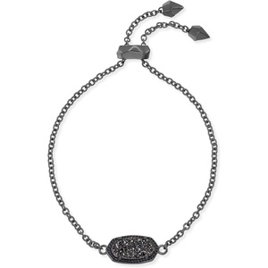image:imageKendra Scott Elaina Adjustable Chain Bracelet for Women Fashion Jewelry GoldPlatedGUNMETAL  BLACK DRUSY