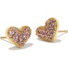 image:imageKendra Scott Ari Pave Crystal Heart Stud Earrings Fashion Jewelry for WomenGOLD  KUNZITE PURPLE
