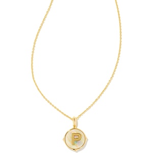 image:imageKendra Scott 14k GoldPlated Brass Letter AZ Disc Reversible Pendant Necklace Fashion Jewelry for WomenLetter P