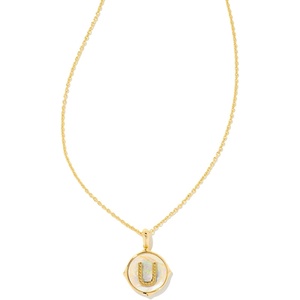 image:imageKendra Scott 14k GoldPlated Brass Letter AZ Disc Reversible Pendant Necklace Fashion Jewelry for WomenLetter U