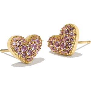image:imageKendra Scott Ari Pave Crystal Heart Stud Earrings Fashion Jewelry for WomenGOLD  KUNZITE PURPLE