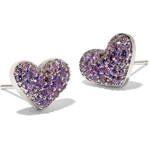 image:imageKendra Scott Ari Pave Crystal Heart Stud Earrings Fashion Jewelry for WomenRHODIUM  SAPPHIRE LAVENDER BLUE