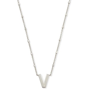 image:imageKendra Scott Letters AZ Pendant Necklace for Women Fashion Jewelry RhodiumPlated BrassLetter V