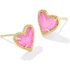 image:imageKendra Scott Ari Heart Stud Earrings Fashion Jewelry for WomenGOLD  HOT PINK DRUSY