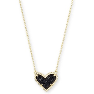 image:imageKendra Scott Ari Heart Adjustable Length Pendant Necklace for Women Fashion JewelryGOLD  BLACK DRUSY