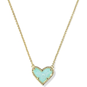 image:imageKendra Scott Ari Heart Adjustable Length Pendant Necklace for Women Fashion JewelryGOLD  BRIGHT AQUA DRUSY