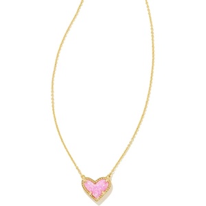 image:imageKendra Scott Ari Heart Adjustable Length Pendant Necklace for Women Fashion JewelryGOLD  BUBBLEGUM PINK OPAL