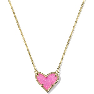 image:imageKendra Scott Ari Heart Adjustable Length Pendant Necklace for Women Fashion JewelryGOLD  HOT PINK DRUSY