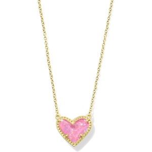 image:imageKendra Scott Ari Heart Adjustable Length Pendant Necklace for Women Fashion JewelryGOLD  PINK IRIDESCENT GLITTER GLASS