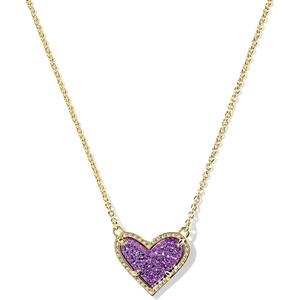 image:imageKendra Scott Ari Heart Adjustable Length Pendant Necklace for Women Fashion JewelryGOLD  PURPLE DRUSY