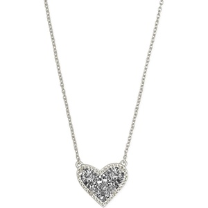 image:imageKendra Scott Ari Heart Adjustable Length Pendant Necklace for Women Fashion JewelryRHODIUM  PLATINUM DRUSY