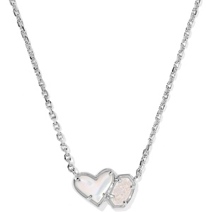 image:imageKendra Scott Ari Heart Emilie Pendant Necklace Fashion Jewelry for WomenRHODIUM  IVORY MOTHER OF PEARL AND IRIDESCENT DRUSY
