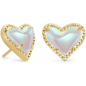 image:imageKendra Scott Ari Heart Stud Earrings Fashion Jewelry for WomenGOLD  IRIDESCENT DICHROIC GLASS