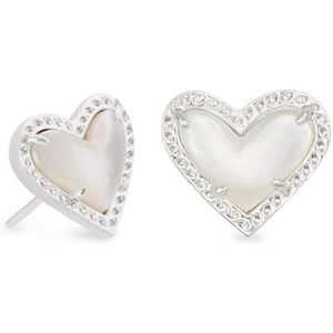 image:imageKendra Scott Ari Heart Stud Earrings Fashion Jewelry for WomenRHODIUM  IVORY MOTHER OF PEARL