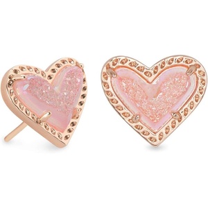 image:imageKendra Scott Ari Heart Stud Earrings Fashion Jewelry for WomenROSE GOLD  PINK DRUSY