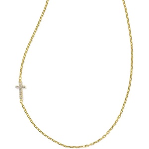 image:imageKendra Scott Cross Inline Pave Necklace 18k Gold Vermeil DemiFine Jewelry for Women White Topaz