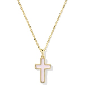 image:imageKendra Scott Cross Pendant Necklace for Women Fashion JewelryGOLDMATTE BLUSH PINK DICHROIC GLASS