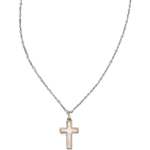 image:imageKendra Scott Cross Pendant Necklace for Women Fashion JewelryRHODIUM  WHITE OPAL