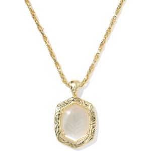 image:imageKendra Scott Daphne Small Long Pendant Necklace 14k GoldPlated Brass  Natural Mother Of Pearl Tiger StripedGOLD  NATURAL MOP Tiger Striped