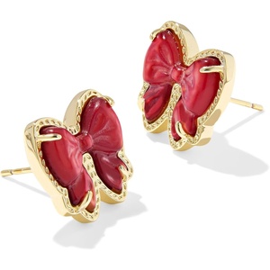 image:imageKendra Scott Haley Bow Stud Earrings Fashion Jewelry for WomenGold Scarlet Red Mother Of Pearl