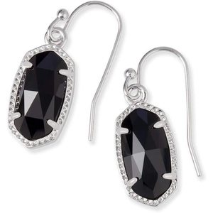 image:imageKendra Scott Lee Drop Earrings for WomenRHODIUM  BLACK OPAQUE GLASS