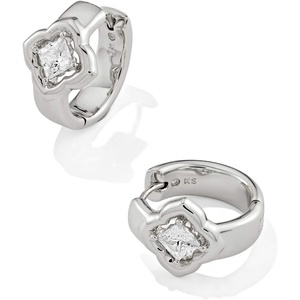 image:imageKendra Scott Mallory Crystal Huggie EarringsSILVER WHITE CZ