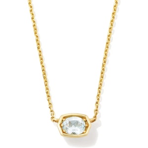 image:imageKendra Scott Marisa 18k Yellow Gold Oval Solitaire Pendant NecklaceAQUAMARINE