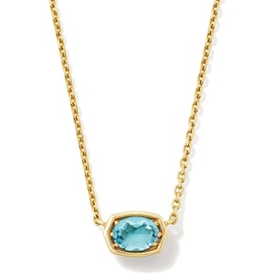 image:imageKendra Scott Marisa 18k Yellow Gold Oval Solitaire Pendant NecklaceBLUE TOPAZ
