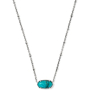 image:imageKendra Scott Tiger Striped Elisa Short Pendant NecklaceVINTAGE SILVER  BLUE MARBLE Tiger Striped