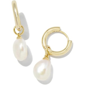 image:imageKendra Scott Willa Pearl Huggie Earrings in White Pearl Fashion Jewelry for WomenGOLD  WHITE PEARL