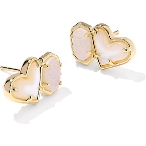 image:imageKendra Scott Ari Heart Emilie Stud Earrings Fashion Jewelry for WomenGOLD  IVORY MOPIRIDESCENT DRUSY