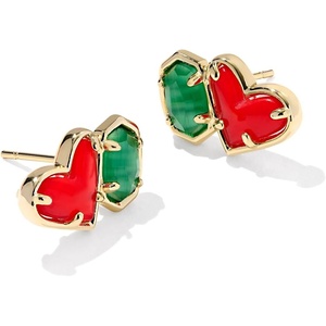 image:imageKendra Scott Ari Heart Emilie Stud Earrings Fashion Jewelry for WomenGOLD  RED ILLUSION AND EMERALD CATS EYE