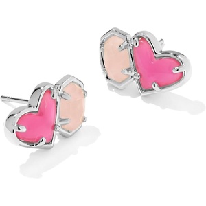 image:imageKendra Scott Ari Heart Emilie Stud Earrings Fashion Jewelry for WomenRHODIUM  AZALEA ILLUSION AND ROSE QUARTZ