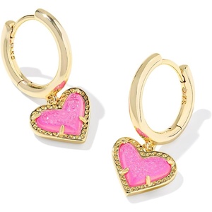 image:imageKendra Scott Ari Heart Huggie Earrings for Women Fashion JewelryGOLD  HOT PINK DRUSY