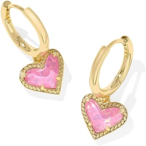 image:imageKendra Scott Ari Heart Huggie Earrings for Women Fashion JewelryGOLD  PINK IRIDESCENT GLITTER GLASS