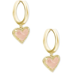image:imageKendra Scott Ari Heart Huggie Earrings for Women Fashion JewelryGOLD  ROSE QUARTZ