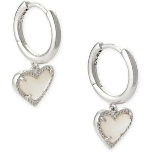 image:imageKendra Scott Ari Heart Huggie Earrings for Women Fashion JewelryRHODIUM  IVORY MOTHER OF PEARL