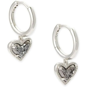image:imageKendra Scott Ari Heart Huggie Earrings for Women Fashion JewelryRHODIUM  PLATINUM DRUSY