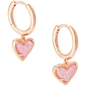 image:imageKendra Scott Ari Heart Huggie Earrings for Women Fashion JewelryROSE GOLD  PINK DRUSY