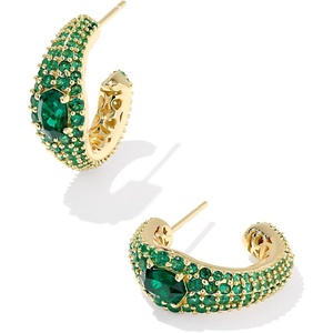 image:imageKendra Scott Bella Hoop Earrings Fashion Jewelry for WomenGOLD  DARK GREEN CRYSTAL