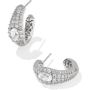 image:imageKendra Scott Bella Hoop Earrings Fashion Jewelry for WomenRHODIUM  WHITE CZ
