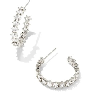 image:imageKendra Scott Cailin Crystal Hoop Earrings Fashion Jewelry For WomenRHODIUM METAL  WHITE CUBIC ZIRCONIA