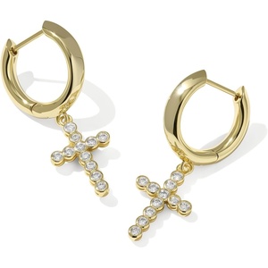 image:imageKendra Scott Cross Crystal Huggie Earrings Fashion Jewelry for WomenGOLDWHITE CUBIC ZIRCONIA