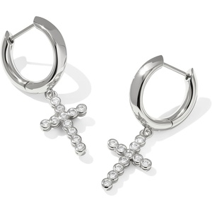image:imageKendra Scott Cross Crystal Huggie Earrings Fashion Jewelry for WomenRHODIUMWHITE CUBIC ZIRCONIA